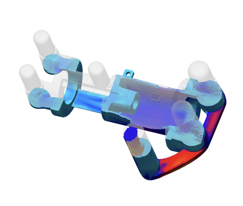 An image from engineering software showcasing metal being poured into a cast.